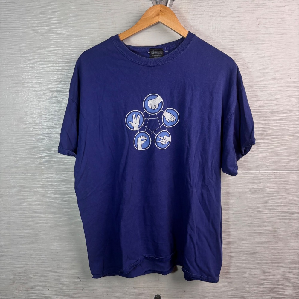 2000s ThinkGeek Rock Paper Scissors Lizard Spock Tee XL Big Bang Theory